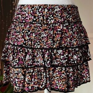 Vintage Volcom floral tiered ruffled mini skirt Floral Ruffle SizeM